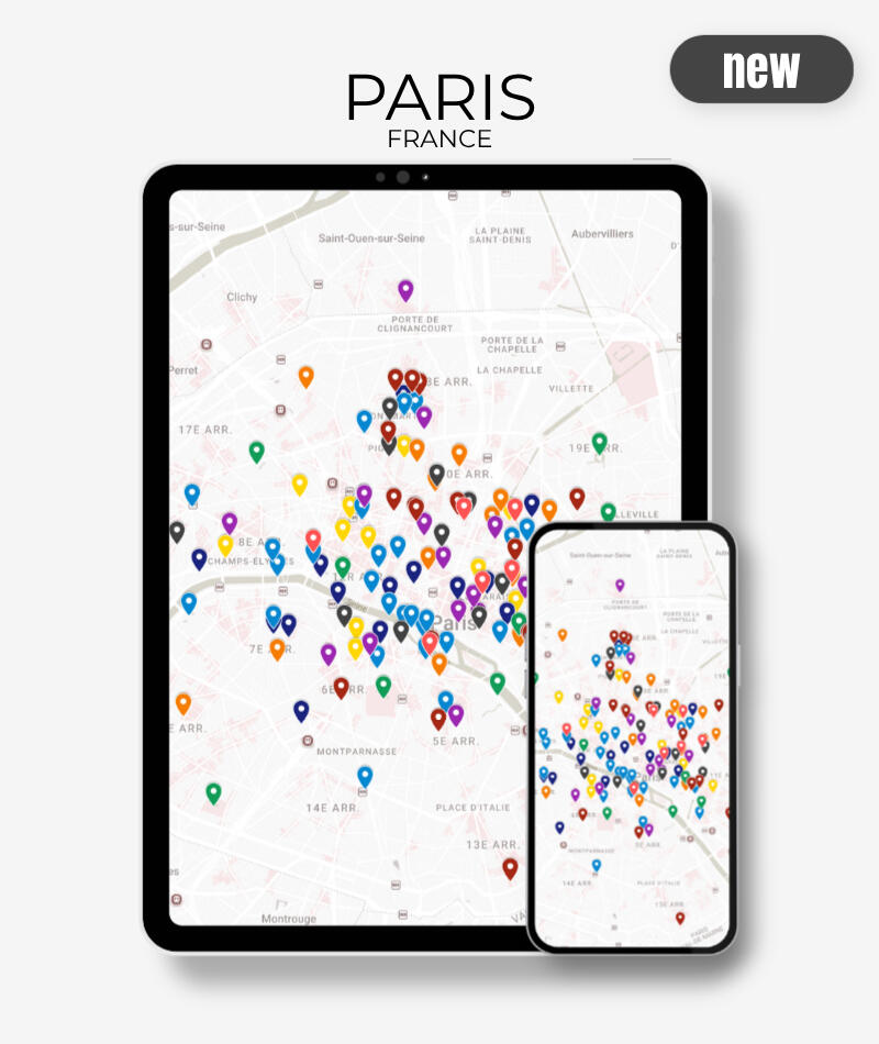 Curated map of Paris with must-see spots and hidden gems recommended by Justine