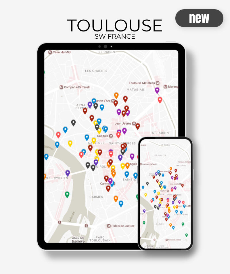 Curated map of Toulouse with must-see spots and hidden gems recommended by Justine
